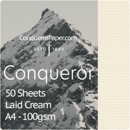 SMALL PACK - TINT:Cream, FINISH:Laid, PAPER:100gsm, SIZE:A4-210x297mm, QTY:50Sheets, WATERMARK:Yes